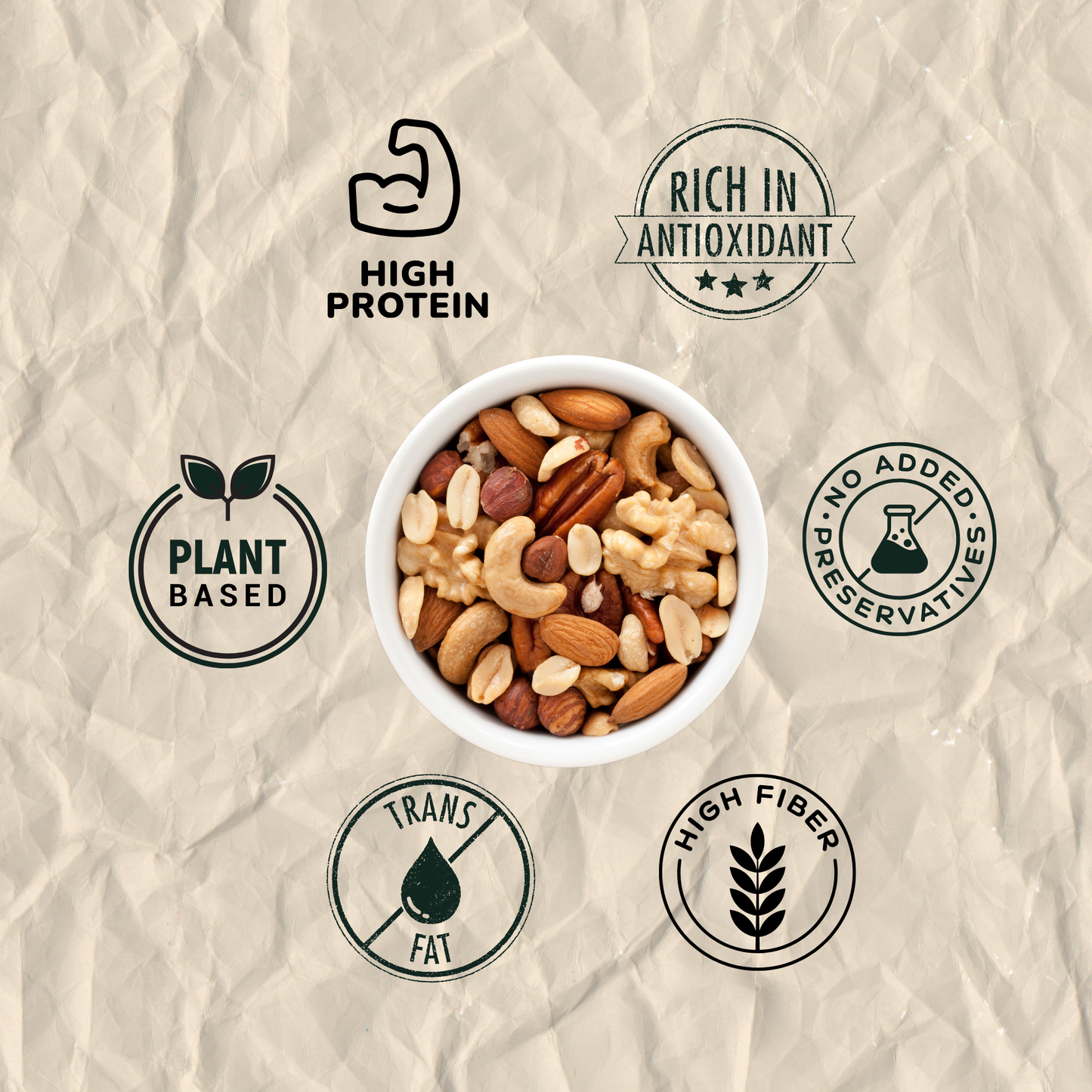 Snackkfit Roasted & Salted Nutmix – Cashews, Almonds, Peanuts, Walnuts & Pecans | Healthy Protein Snack | 200g