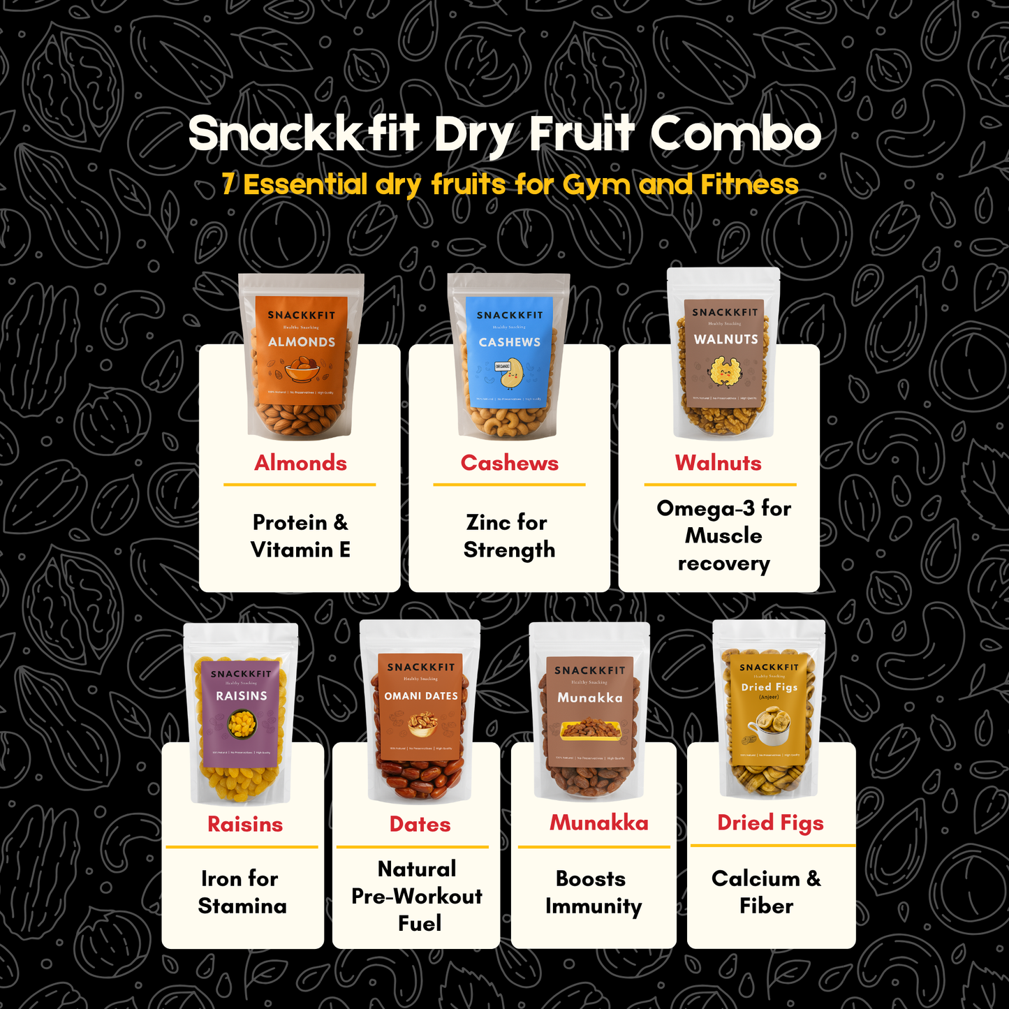 Snackkfit Dry Fruit Combo for Fitness - 10/20/30 day packs