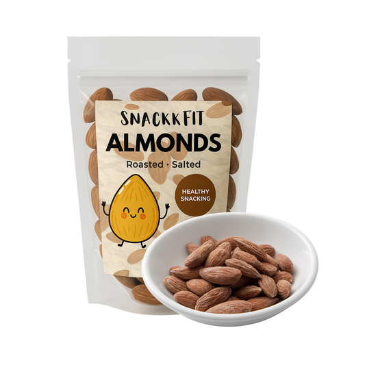 Snackkfit Salted & Roasted Almonds | Crunchy, Protein-Rich Badam | Slow Roasted, Rich in Magnesium & Phosphorus | Healthy Nut Snack