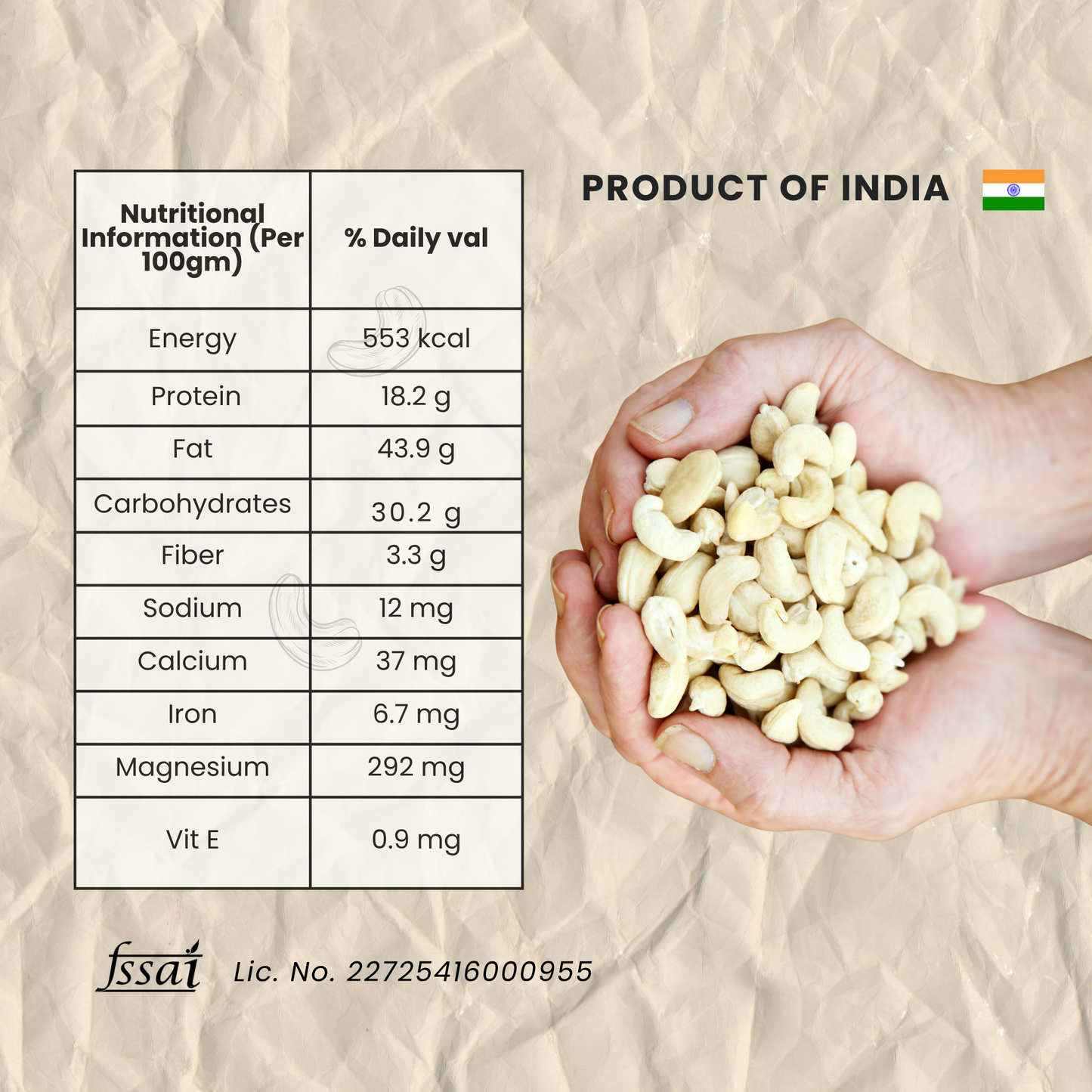 Snackkfit Salted & Roasted Cashews | Crunchy, Handpicked Kaju | Protein-Rich, Slow Roasted | No Artificial Colors, Flavors, or Preservatives