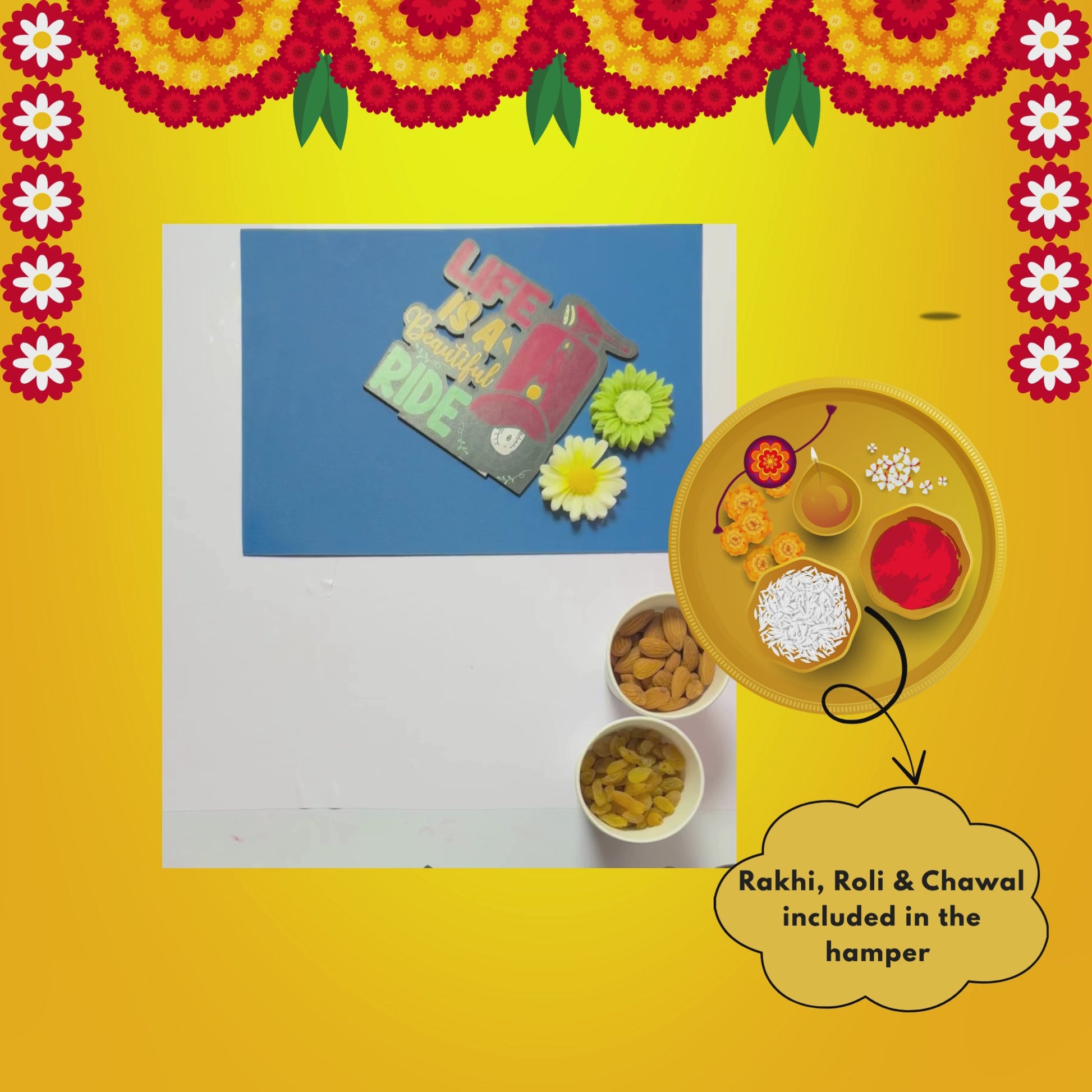 Snackkfit Rakhi Gift Hamper – Dry Fruits, Ladoos, Rakhi Card & Candle